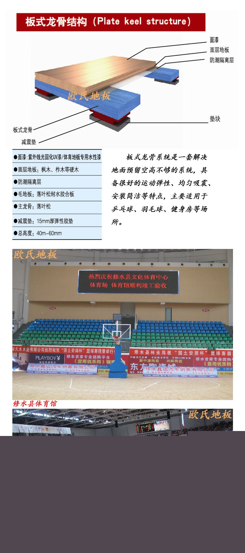 歐式地板運(yùn)動(dòng)木地板板式龍骨結(jié)構(gòu)